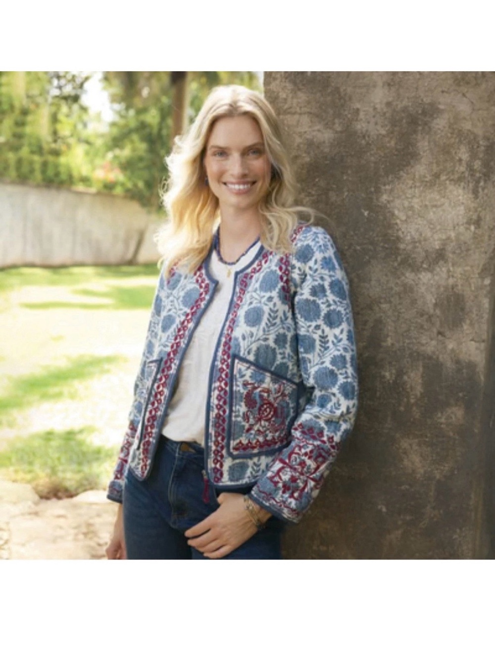 New Sundance Catalog Jubileo Utility Jacket Size XL Embroidered Floral Boho